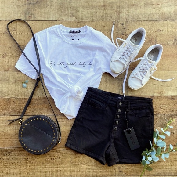 Pants - ⭐️ High Waist Distressed Black SHORTS - CUTE CUTE
